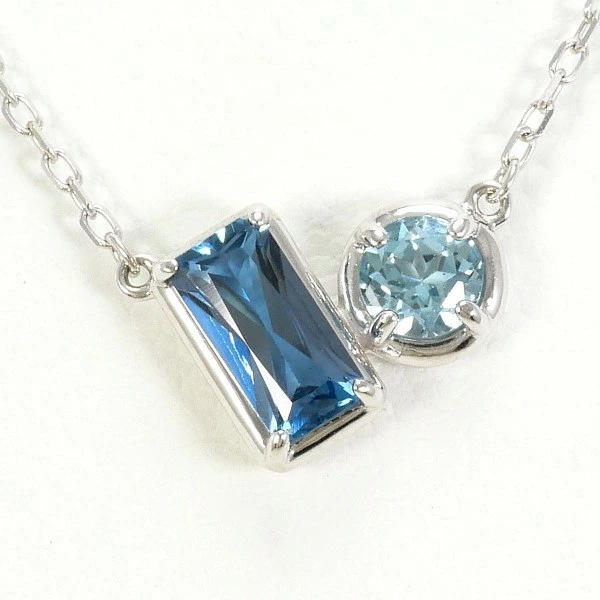 K10 10金 WG ネックレス ブルートパーズ 中古