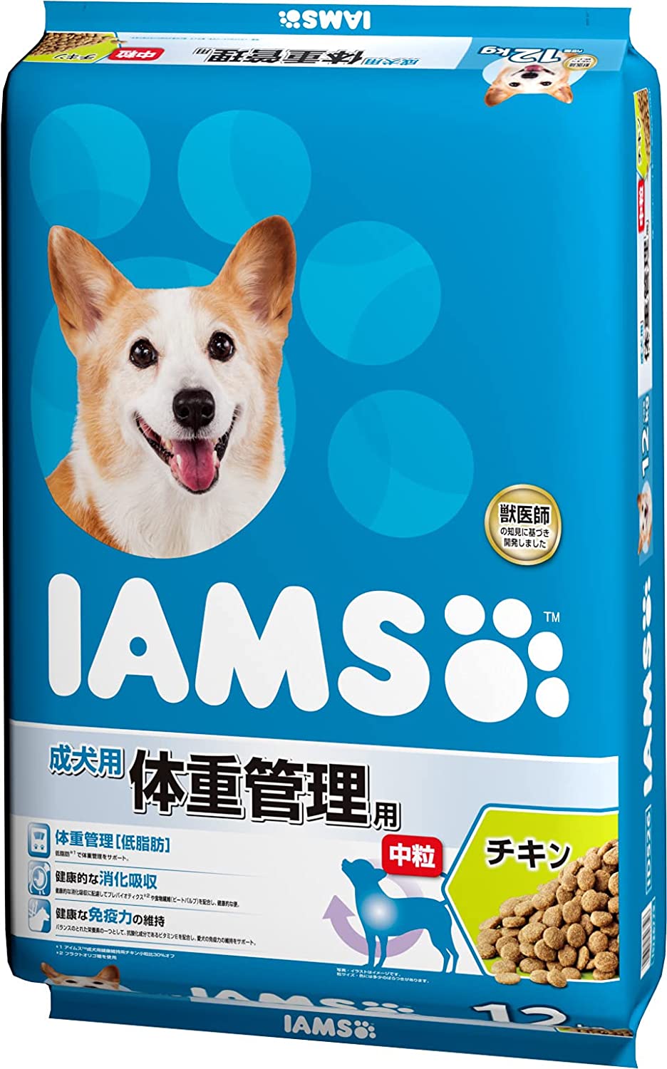 アイムス (IAMS) ドッグフード アイムス 成犬用 体重管理用 中粒 チキン 12キログラム (