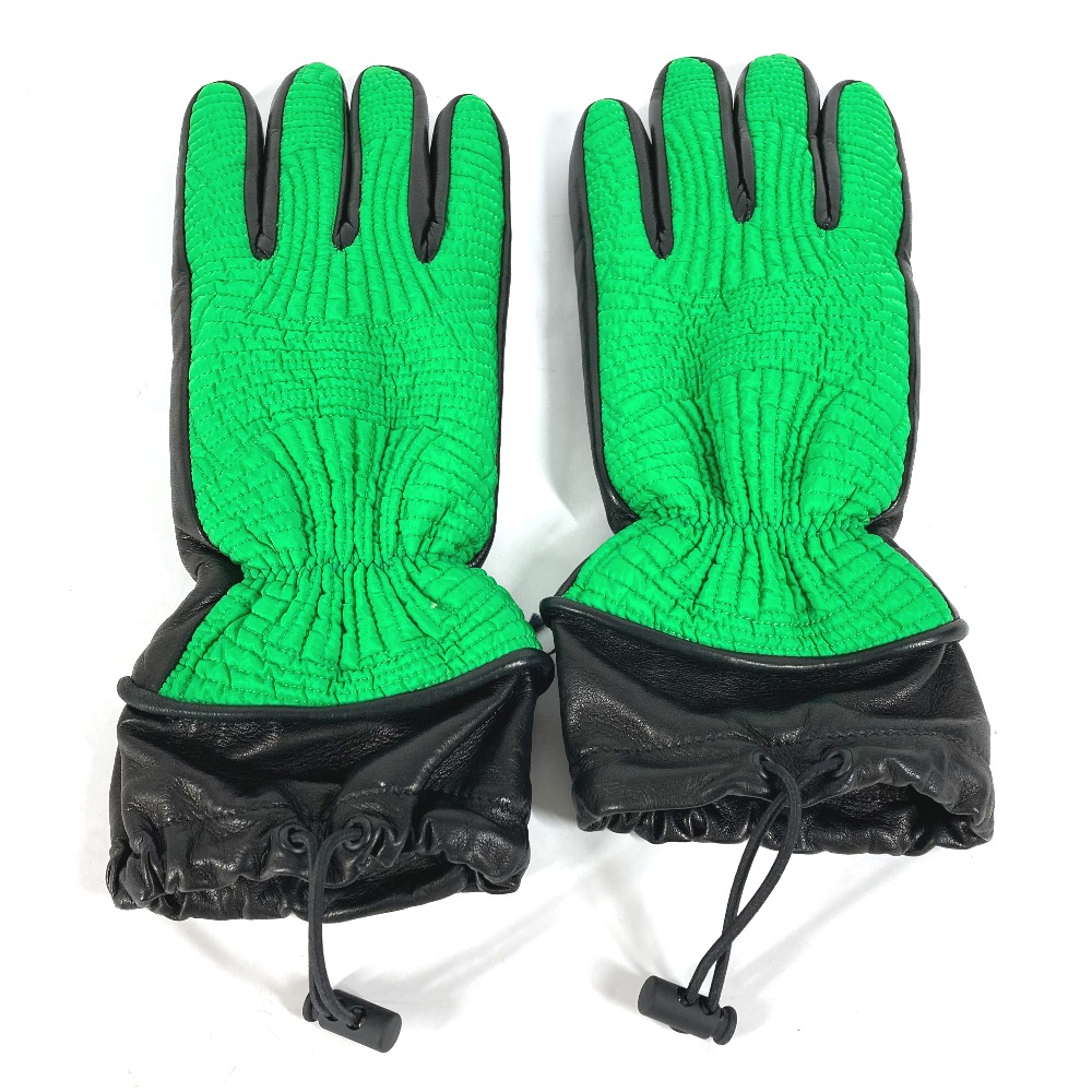 手袋 709335 バイカラー グローブ レザー/ナイロン グリーン