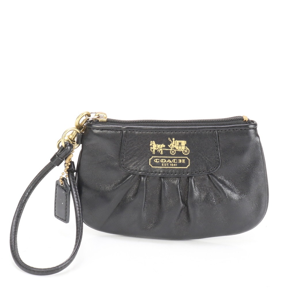 ミニ ハンド バッグ レザー ポーチ 本革 ブラック 黒 ブランド レディース MMM BH8-6 中古