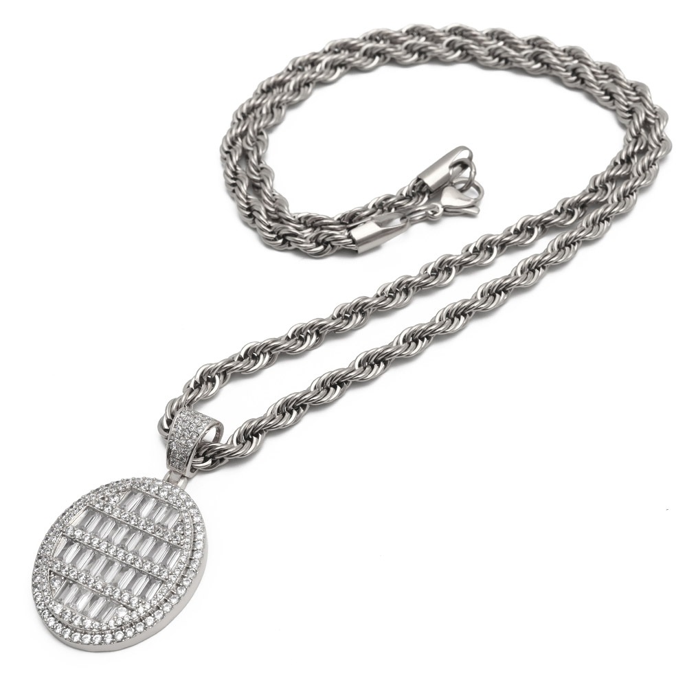 オーバルネックレス パヴェ [n434-silver]