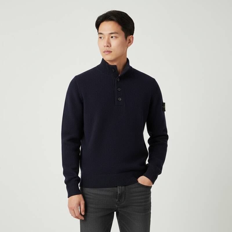 ストーンアイランド ラムズウールニット ネイビー メンズ 8115540A3 A0020