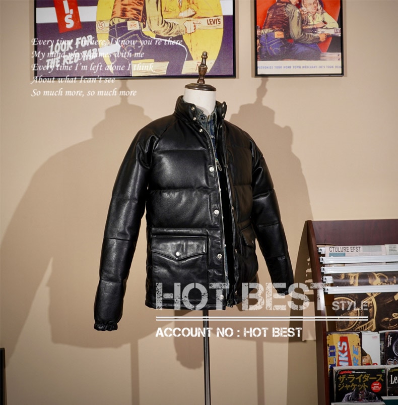 最高峰メンズ 本革 カウハイド 冬の定番 メンズ HERO オレンジ イタリアンレザー ダウンジャケット 牛革