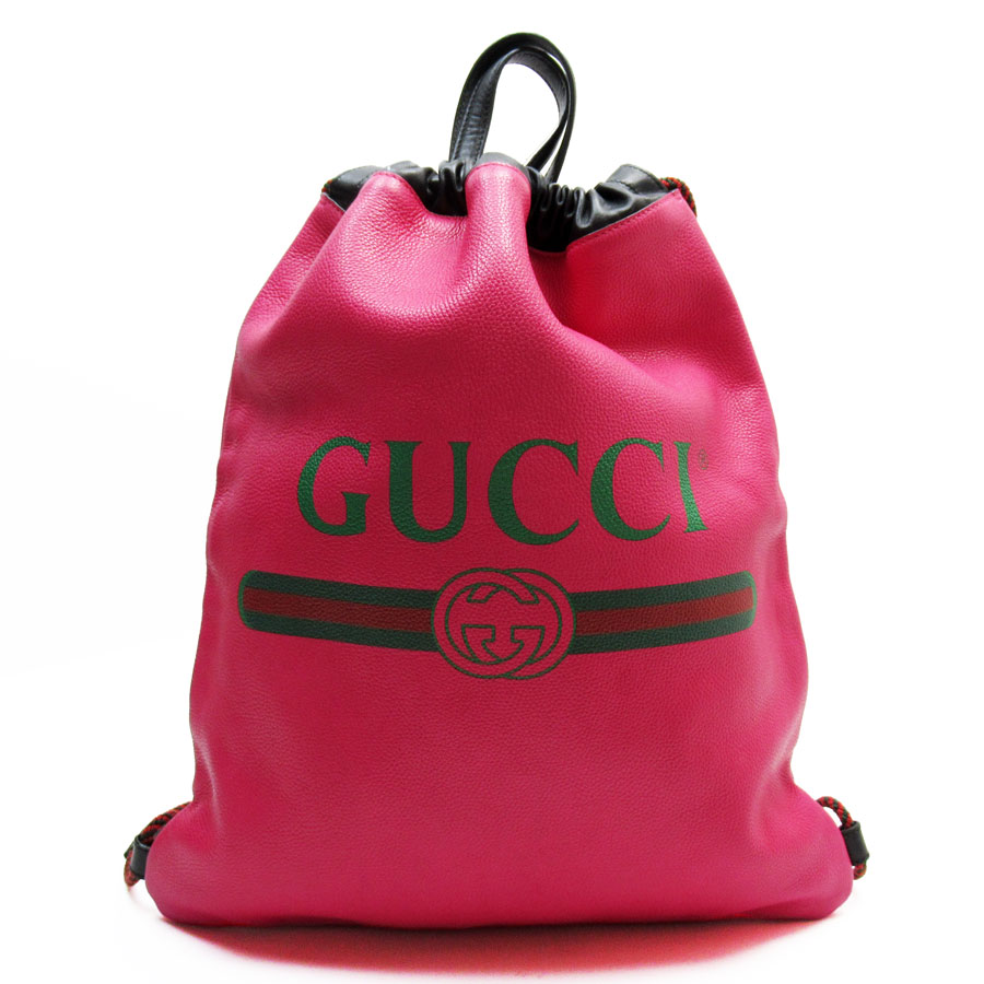 グッチ GUCCI リュック レザー ピンク/ブラック ユニセックス w0709j