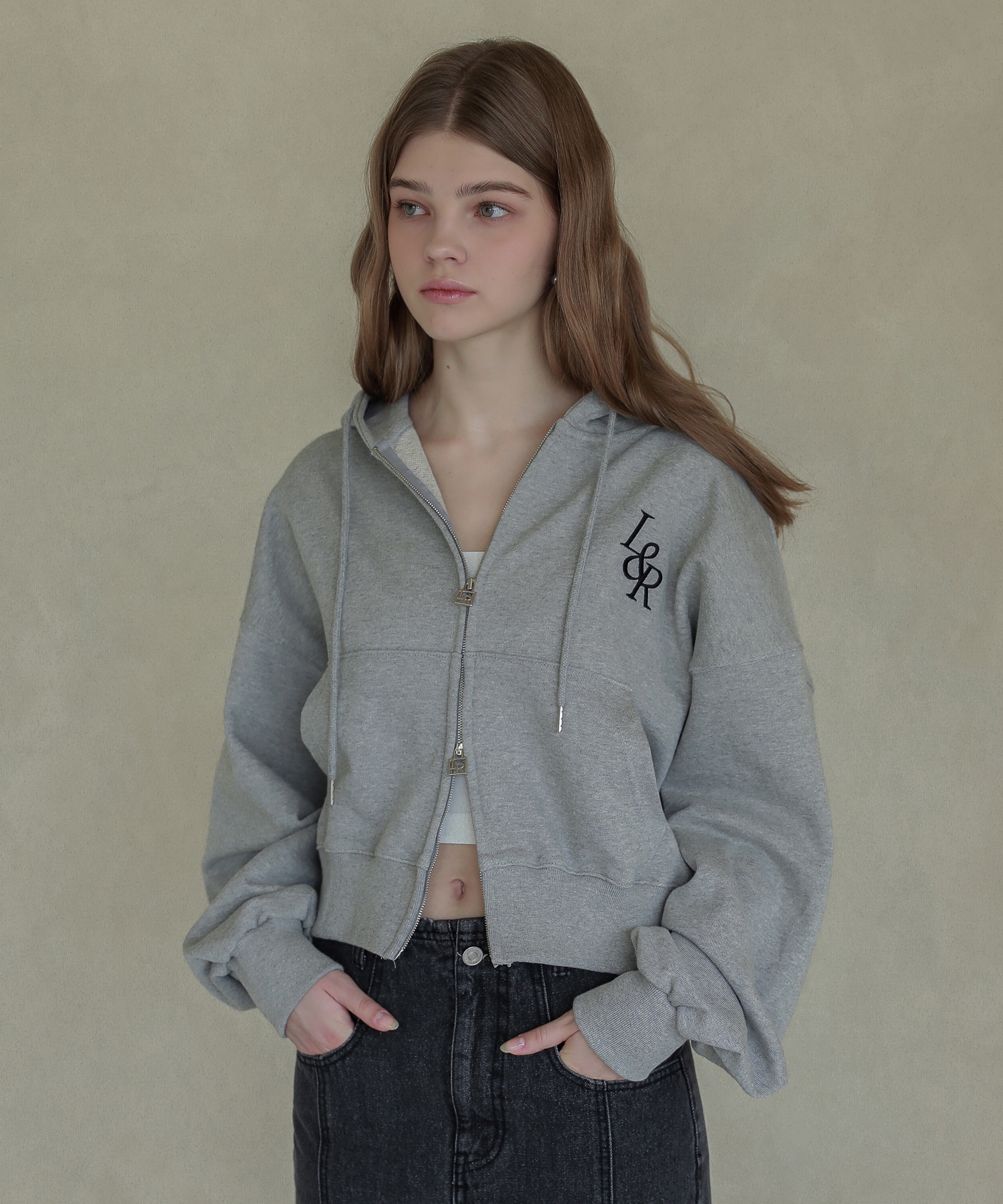 LOSSYROW ロッシービッグロゴクロップフードジップアップグレー 9,420円