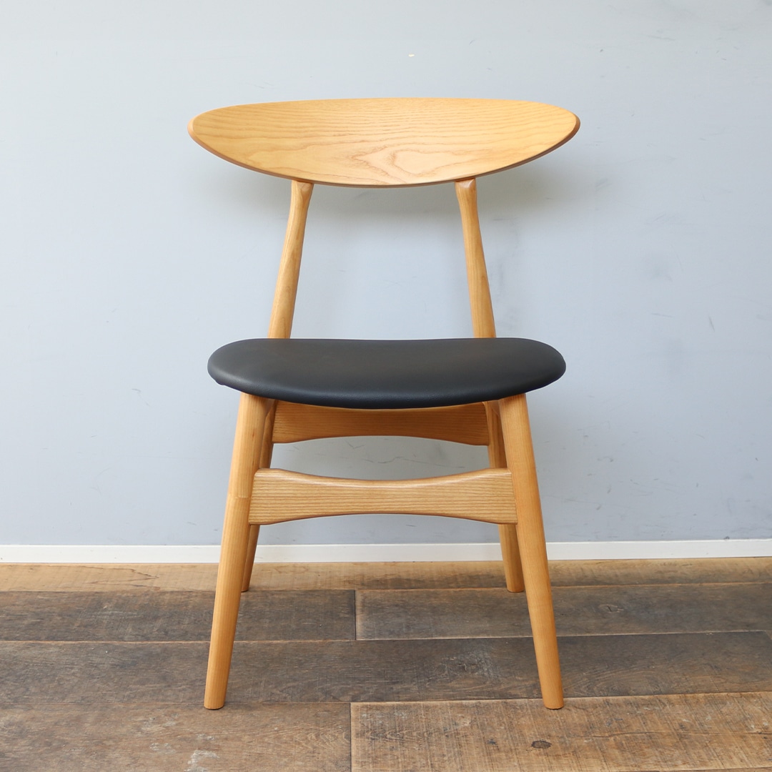 チェア （本体：ナチュラル 座面：PVCブラック）　単品 1点限り　ダイニングチェア　家具　インテリア