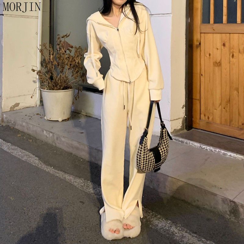 韓風 スポーツウェア セットアップ 女子学生 カーディガン+カジュアルパンツ 2点セット スウェット着痩せ おしゃれ カジュアル セットアップ