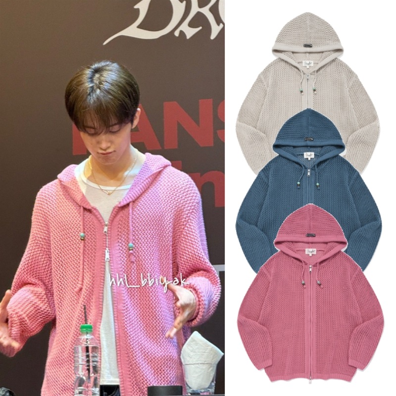 【NCTDREAM MARK 着用】 P-ACTIVE BEAD MESHED HOODIE KNIT ZIP-UP