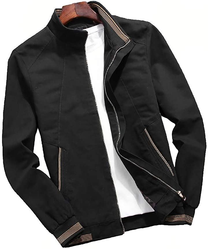 アスペルシオ ブルゾン ジップ ノーカラー ジャンパー メンズ ジャケット( オフブラック, L)