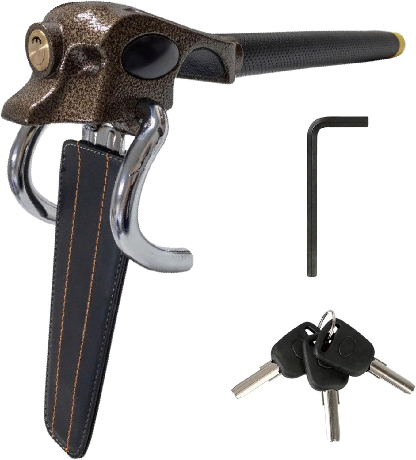 Gloture [handle lock] ハンドルロック ステアリングロック 盗難防止 車 リレーアタック対策 車用安全用品 国内/海外各車種対応 鍵3本付き (ブラック)