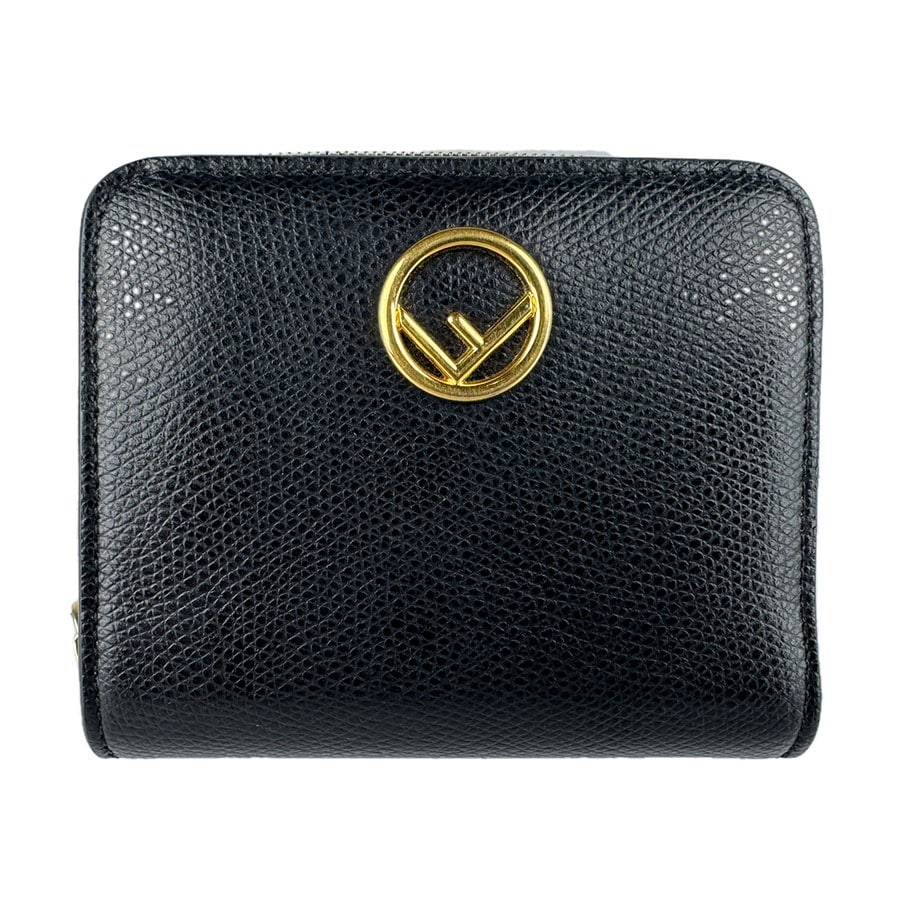 フェンディ FENDI 二つ折り財布 エフイズ レザー ブラック レディース 8M0407-A18B z9159