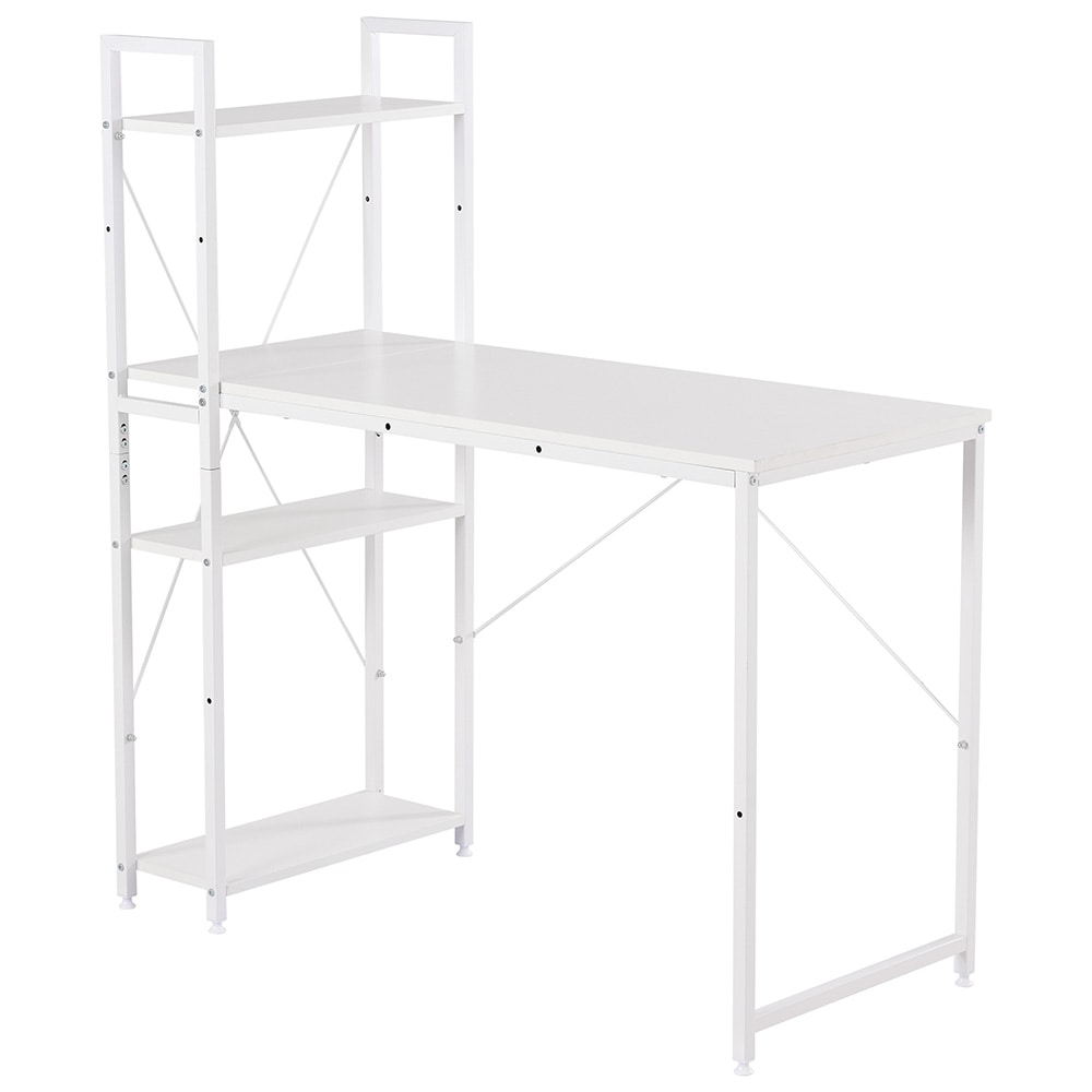 【人気商品】パソコンデスク ラック付き 調整可能　デスク ワークデスク 木製 学習デスク