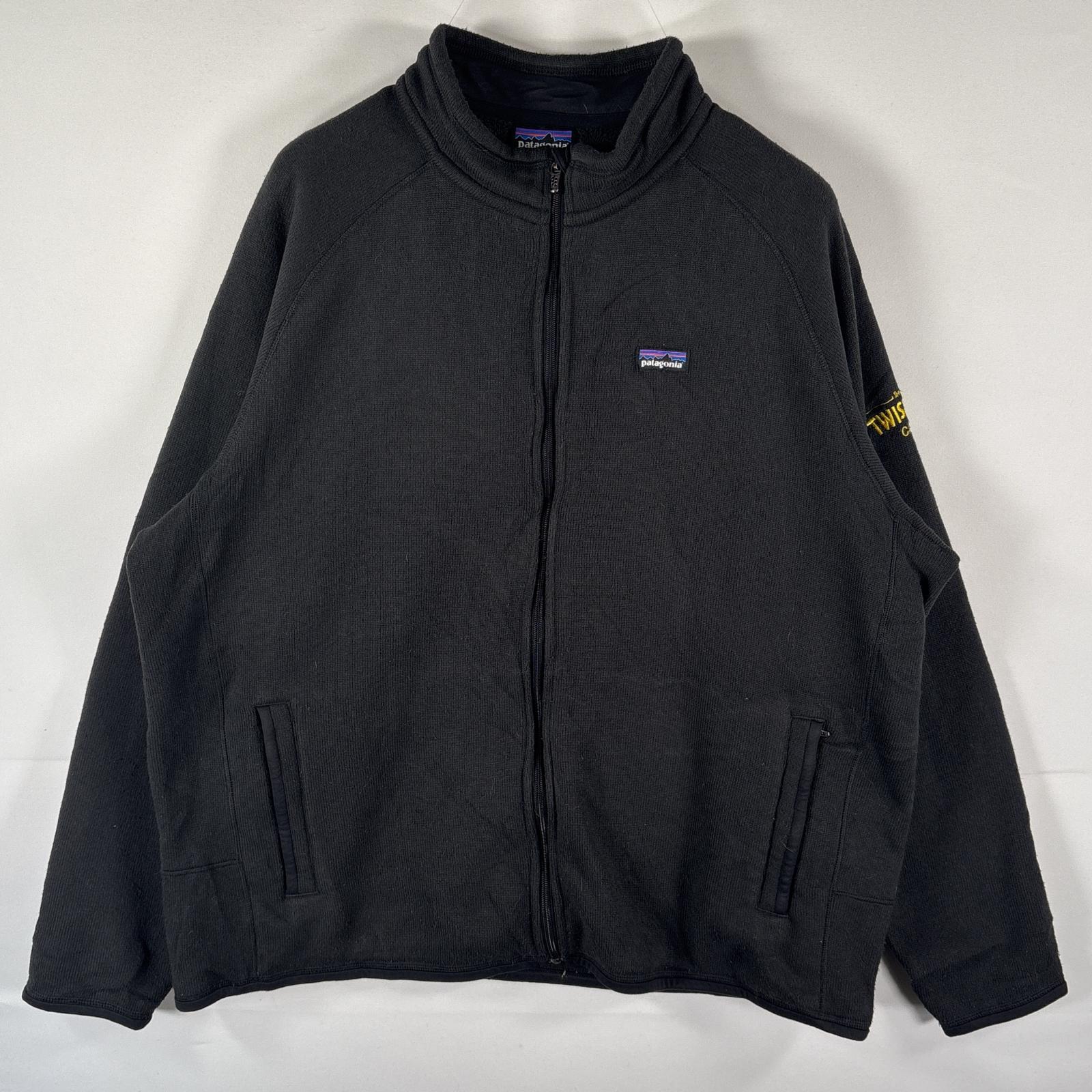 古着 ベターセーター フルジップ ワンポイントロゴ 大きいサイズ フリース ニット XXL ブラック メンズ