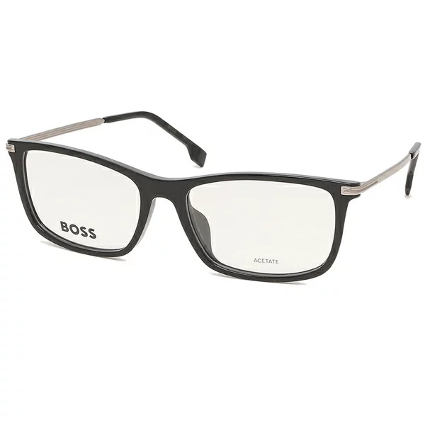 ボス メガネフレーム 眼鏡フレーム アジアンフィット ブラック シルバー メンズ 1614F 284