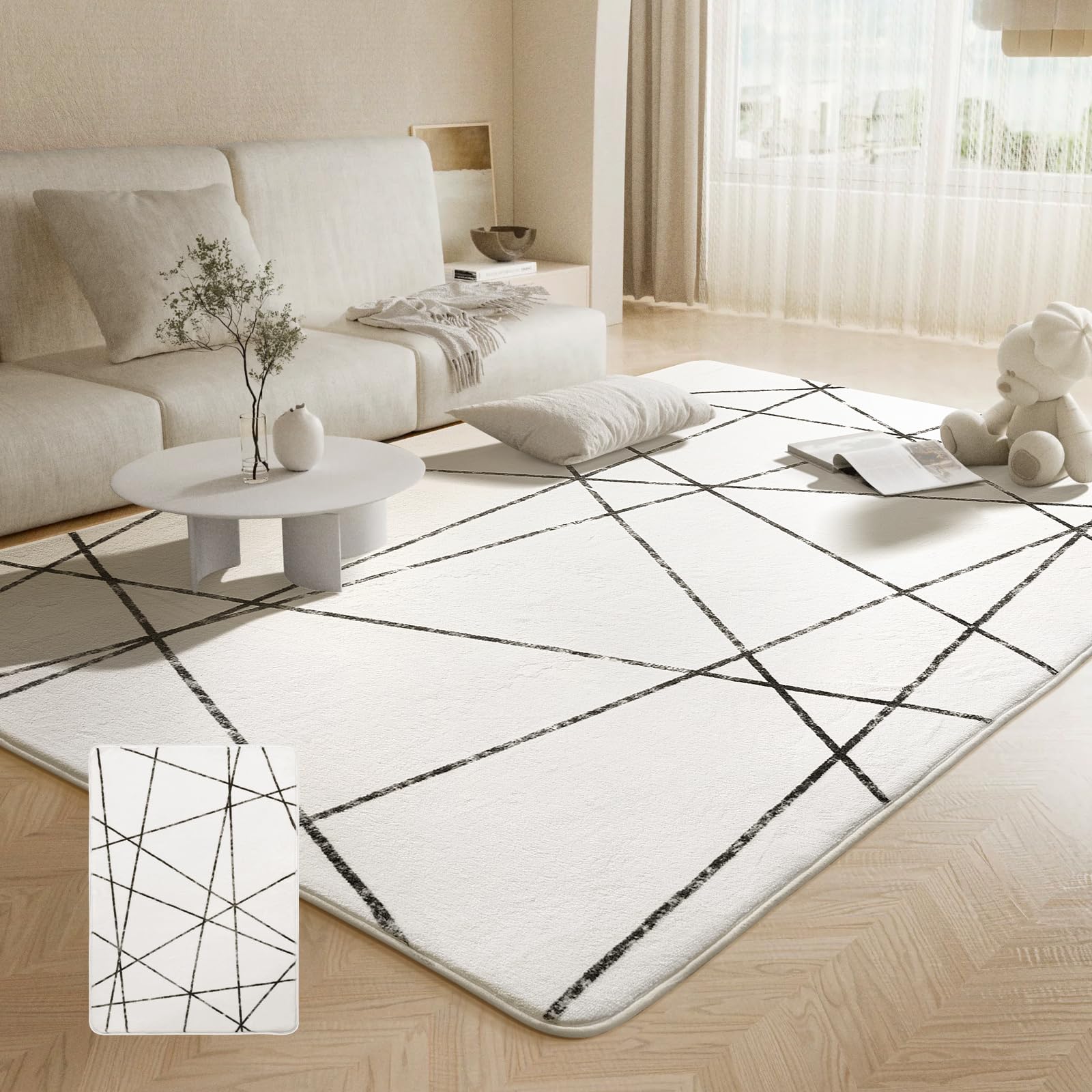 カーペット ラグ マット 約4畳 極厚 2cm ふわふわ肌触 低反発 厚手 洗える オールシーズン 滑り止め 地毯 じゅうたん 絨毯 防音 フローリング クッションマット 200*300cm ホワイト