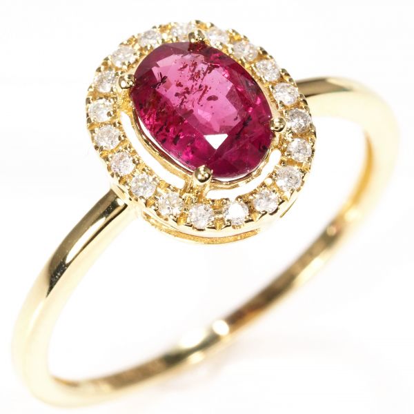 天然石 ダイヤモンド ルビー リング 指輪 刻印有 18金 YG 74