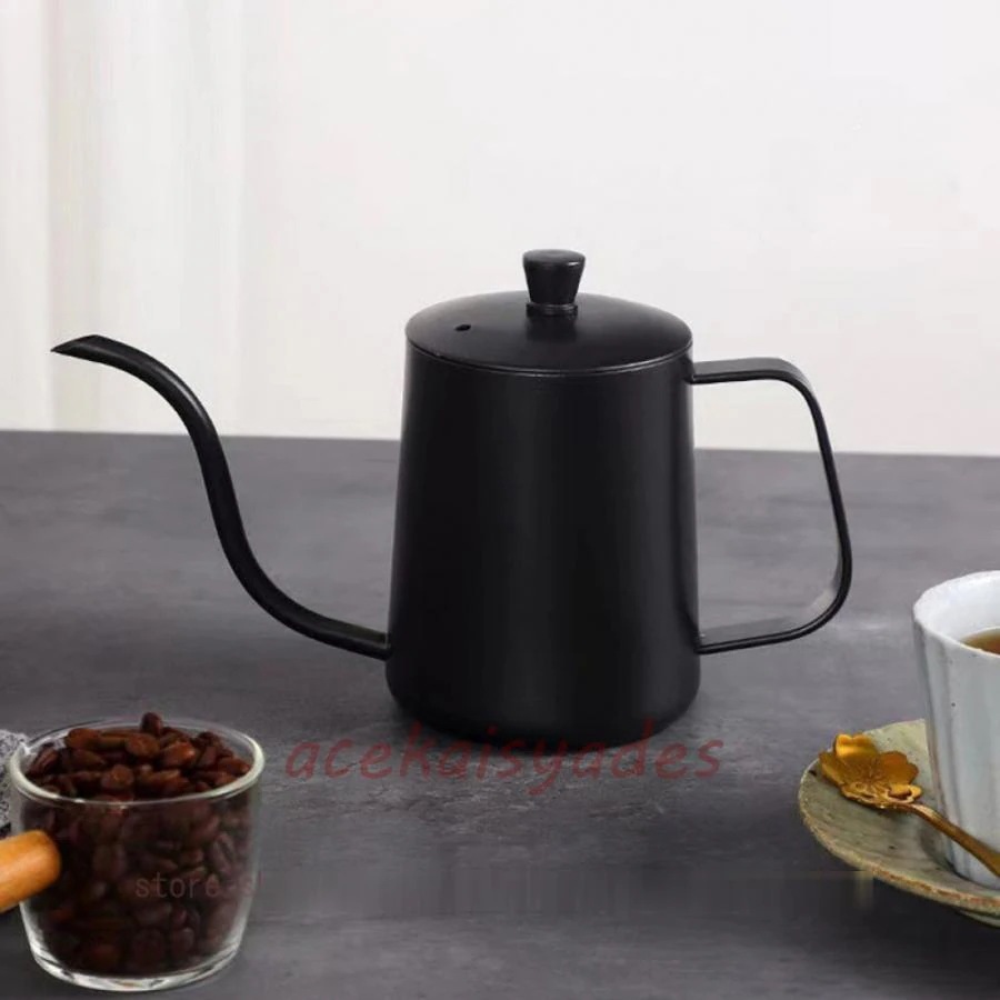コーヒーポット 直火 コーヒーケトル コーヒードポット ドケトル目盛付き 天然木柄 蓋付き 細口ドケトル ステンレス コーヒー器具 オフェス