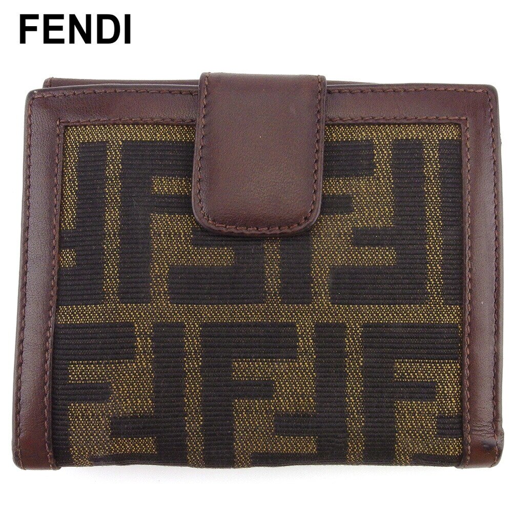 Wホック 財布 二つ折り ミニ財布 ズッカ レディース メンズ ブラウン ブラック ベージュ 中古