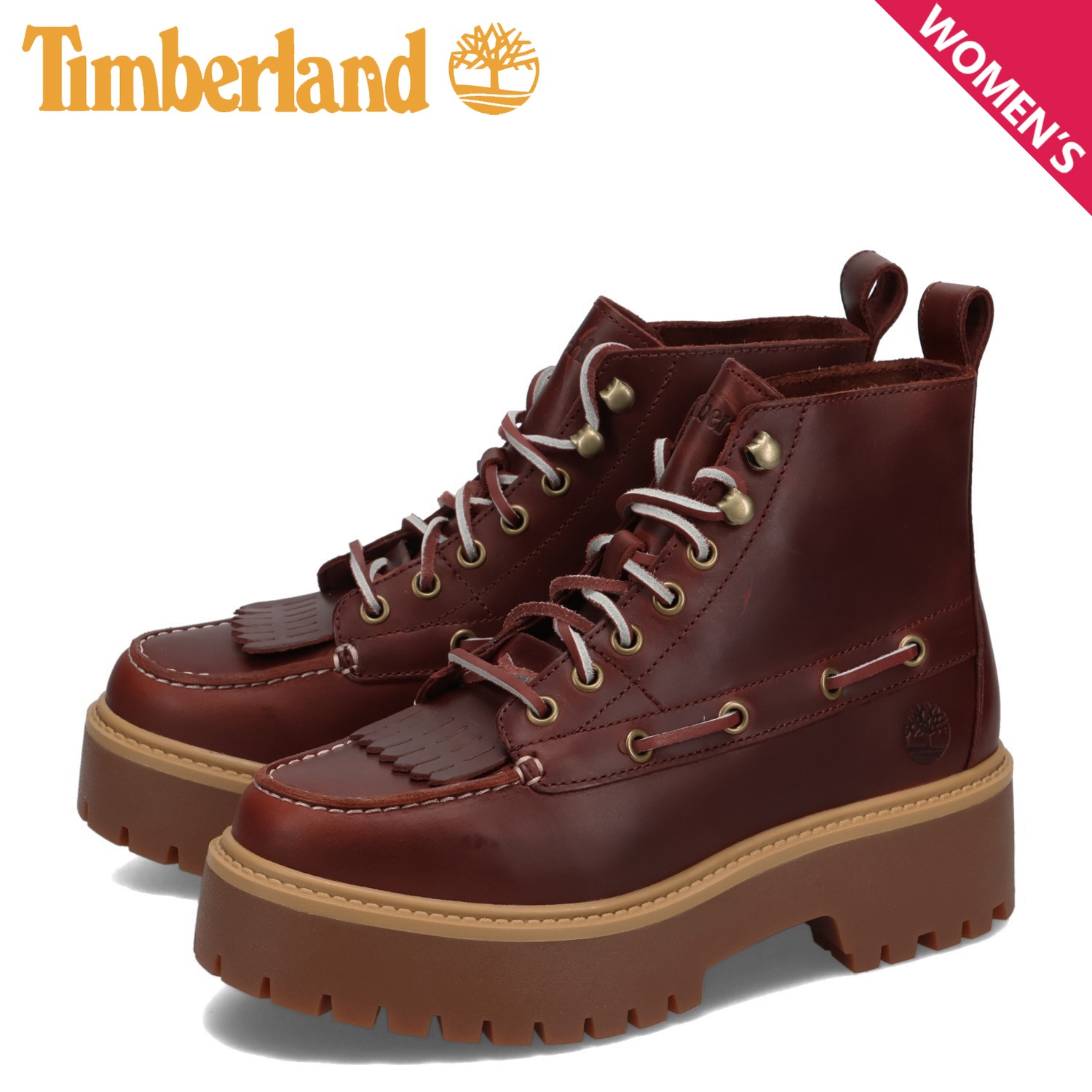 ブーツ ストーンストリート ミッド レディース 厚底 バーガンディー A27YZ-EIW