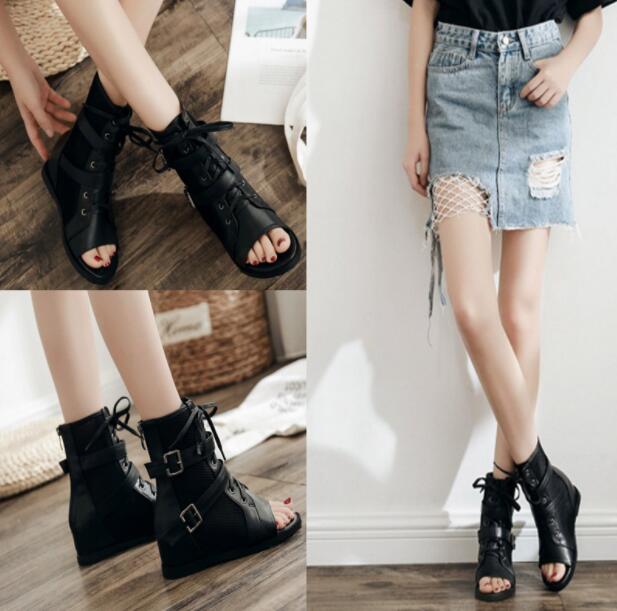 サマーブーツ　ブーツサンダル　厚底靴　ウェッジソールサンダル　ミドルヒールヒールサンダル　春　夏　5