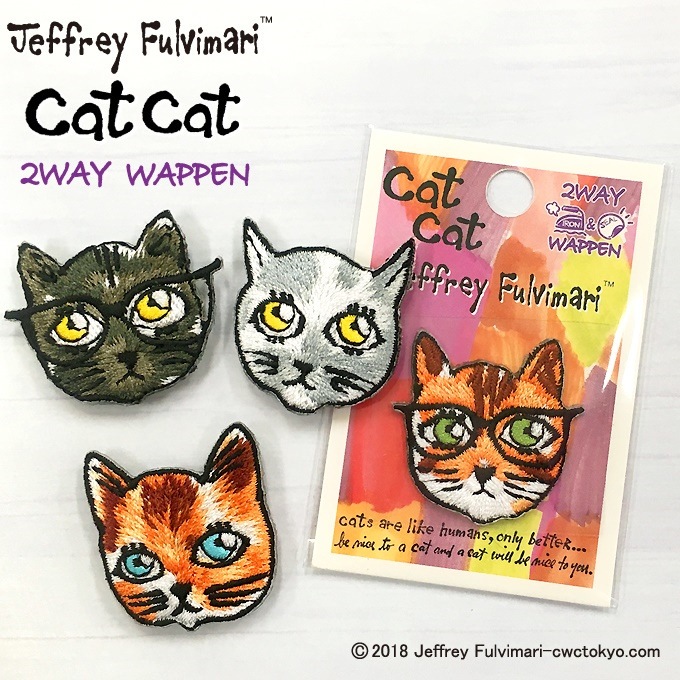 Jeffey Fulvimari Catcat ワッペンアイロン ワッペン 刺繍 刺繍ワッペン 男の子 女の子 大人 女性 かわいい かっこいい おしゃれ 入園 入学 キャラクター マーク 幼稚園 保 ホーム 生活