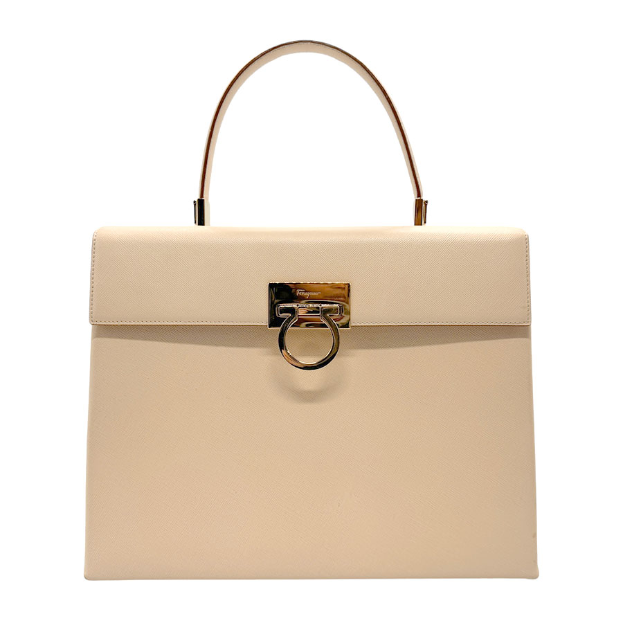 サルヴァトーレフェラガモ Salvatore Ferragamo ハンドバッグ ショルダーバッグ ガンチーニ レザー ライトベージュ レディース n0520