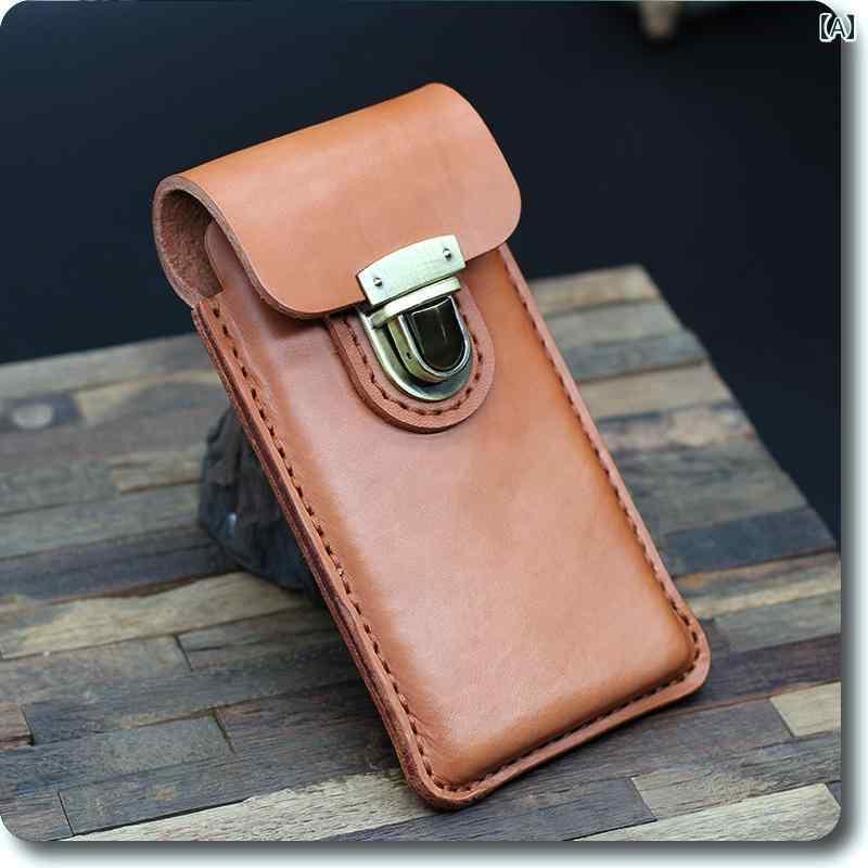 ベルト バッグ スマホポーチ レザー 携帯 縦型 牛革 メンズ ブラウン おしゃれ ウエストカジュアル