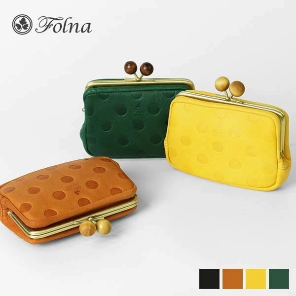 二つ折り財布 レディース 本革 日本製 親子がま口財布 ウッドボール ドット型押し マルチポーチ ミニ財布 レザー 2993792 ブランド [正規取扱店]