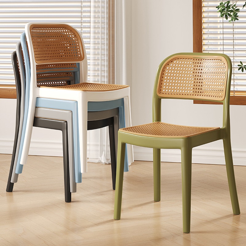 塑料藤编餐椅简约现代靠背久坐舒适学习椅家用餐厅休闲昌迪加尔椅