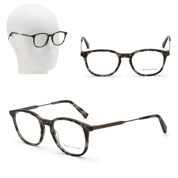 フレームのみ EZ5140/V 055 50 Ermenegildo Zegna メガネ 眼鏡 グレーブラウンハバナ ガンメタル