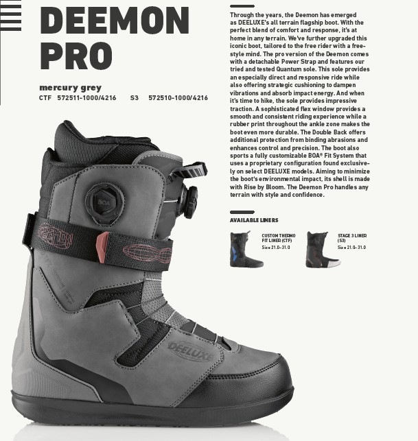 新品未使用 25-26 DEELUXE BOOTS DEEMON PRO S4 MERCURY GREY 25.5cm 土日祝発送OK 7