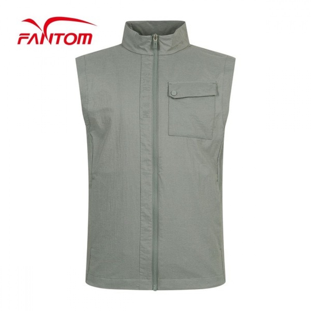 (Phantom) メンズロゴレタリングアウトポケットジャンパーベスト