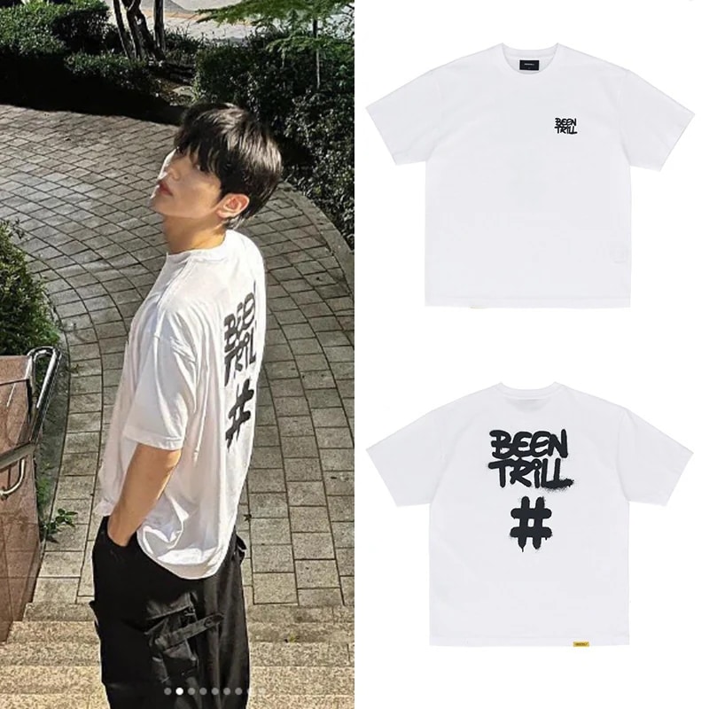 [韓國正品][TXT スビン着用］ hashtag overfit short sleeve T-shirt(ホワイト/ブラック)