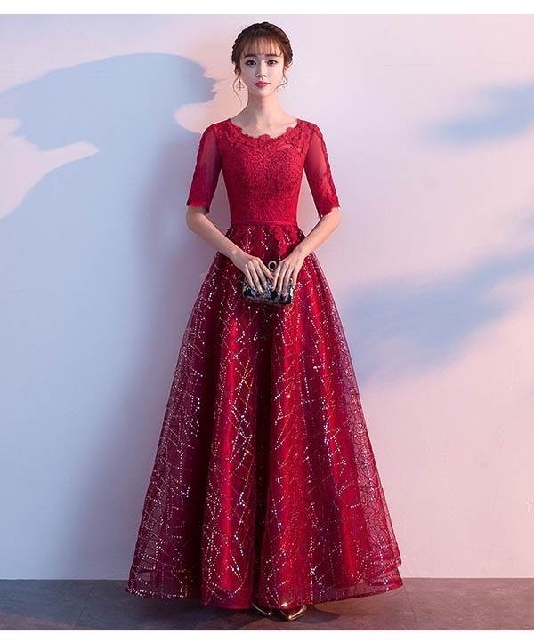 ワンピースドレスドレス上品 成人式 ピアノ 30代 パーティードレス Aライン ステージドレス 大人 レース 同窓会 結婚式 忘年会 40代 五分袖 20代 ワイン 演奏会 二次会 発表会 編み上 10,814円