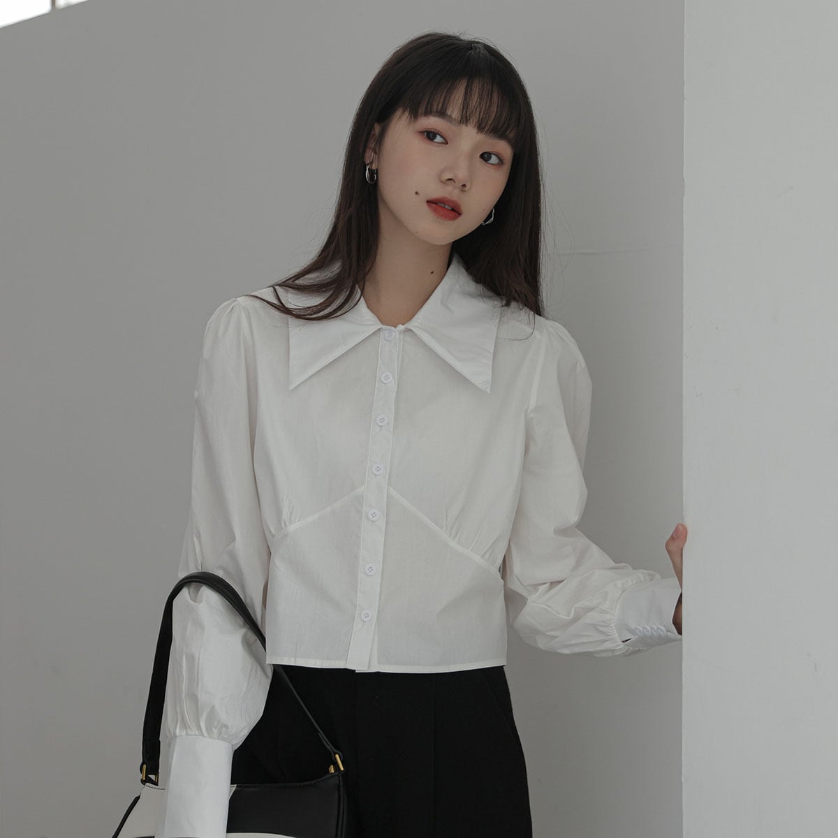 トップス 上着 人気 おすすめ おしゃれ お洒落 激安 安い プチプラ ワイシャツ カッターシャツ ブラウス 長袖 ロング シースルー とろみ ざっくり 無地 コットン 綿 韓国 可愛い w