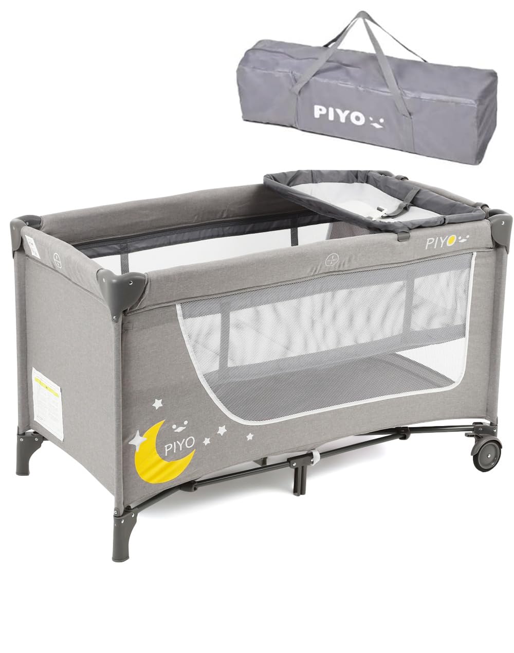 ピヨ(PIYO)プレイヤード 折りたたみ 丈夫で大きな125cm 丈夫 折畳み ベビーサークル プレイサークル おむつ替えテーブル付 キャスター付 キャリーバッグ付 たためる お昼寝マット 幅76cm