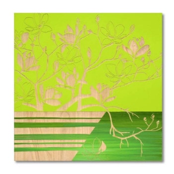 ウッド スカルプチャー アート「マグノリア with ベース」 GR+NP SA-15088