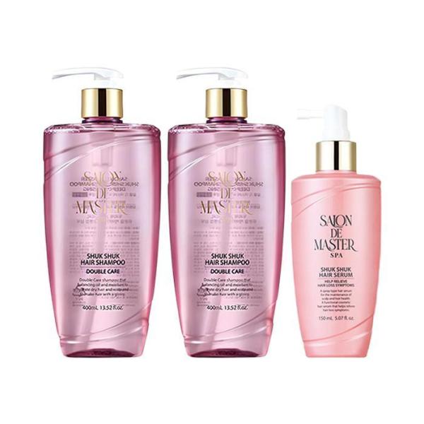 サロンド マスター シュッシュッ シャンプー ダブルケア 400ml x2 + ヘアセラム シーズン2 ピンクエディション 150ml_M