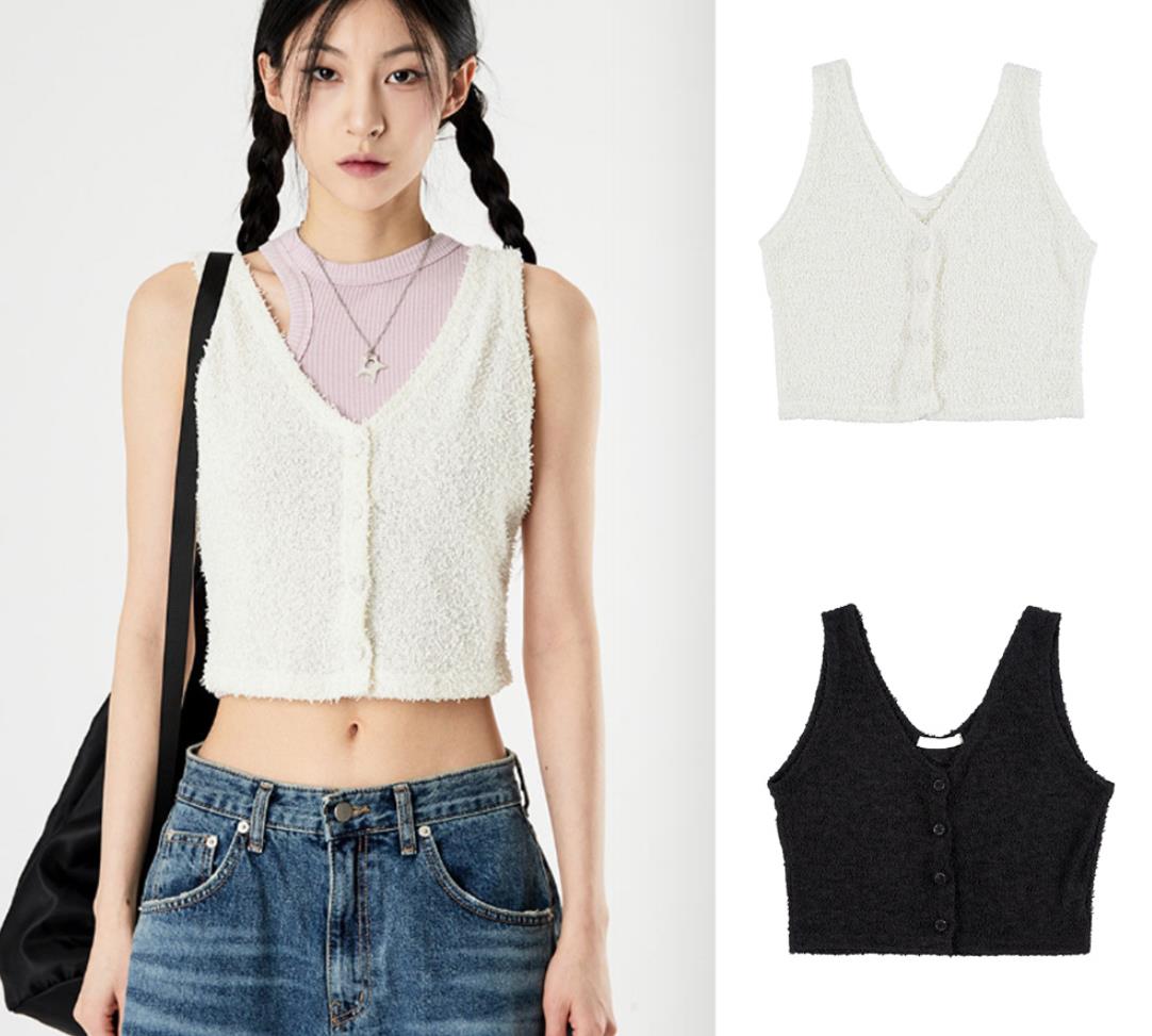 Raucohouse Bookle button crop bustier top