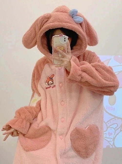 【2個買うと1個無料】【急速出荷】【最安値挑戦】SNS 人気 パジャママイメロデワンピースパジャマ サンリオ 冬かわいい 文化祭 冬 厚 着ぐるみパジャマ ルームウェア修学旅行期間限定30％