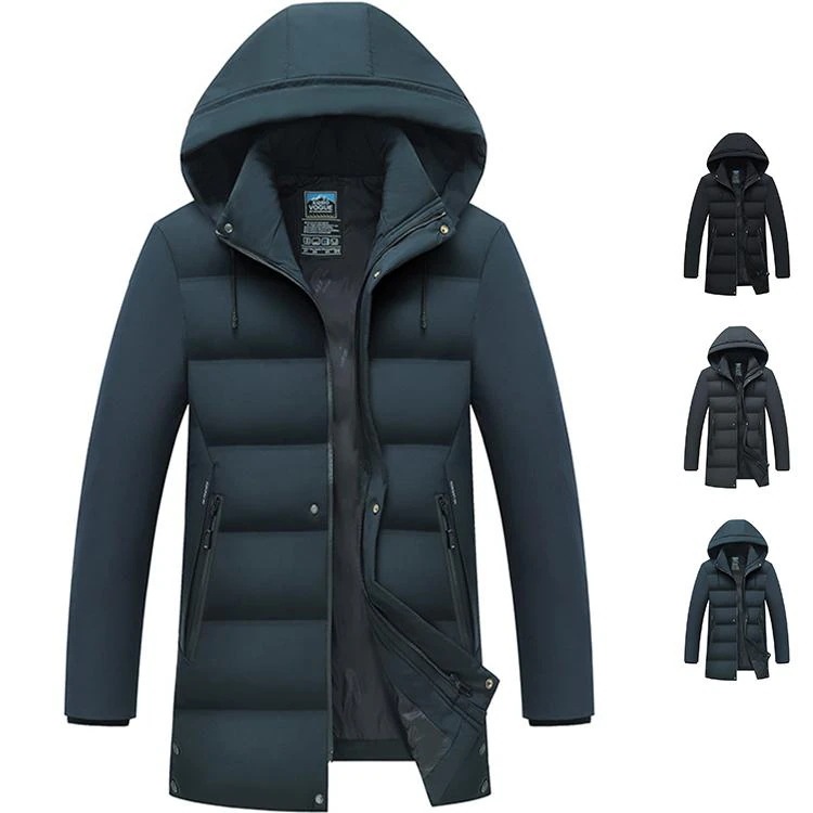 ダウンジャケット メンズ ダウンコート 無地 ロングコートアウター フード付き 冬物 防寒着 秋冬 暖かい 新作