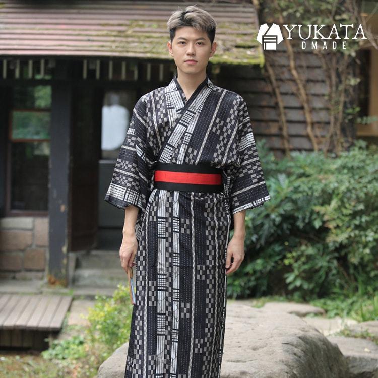 出荷が迅速である 独占販売 浴衣 メンズ 黒 セット レトロ モダン 無地 柄 男性 男性用 紳士 和服 帯 男 ゆかた 夏服 浴衣セット ギフト プレゼント かっこいい おしゃれ 人気 花火大会 夏