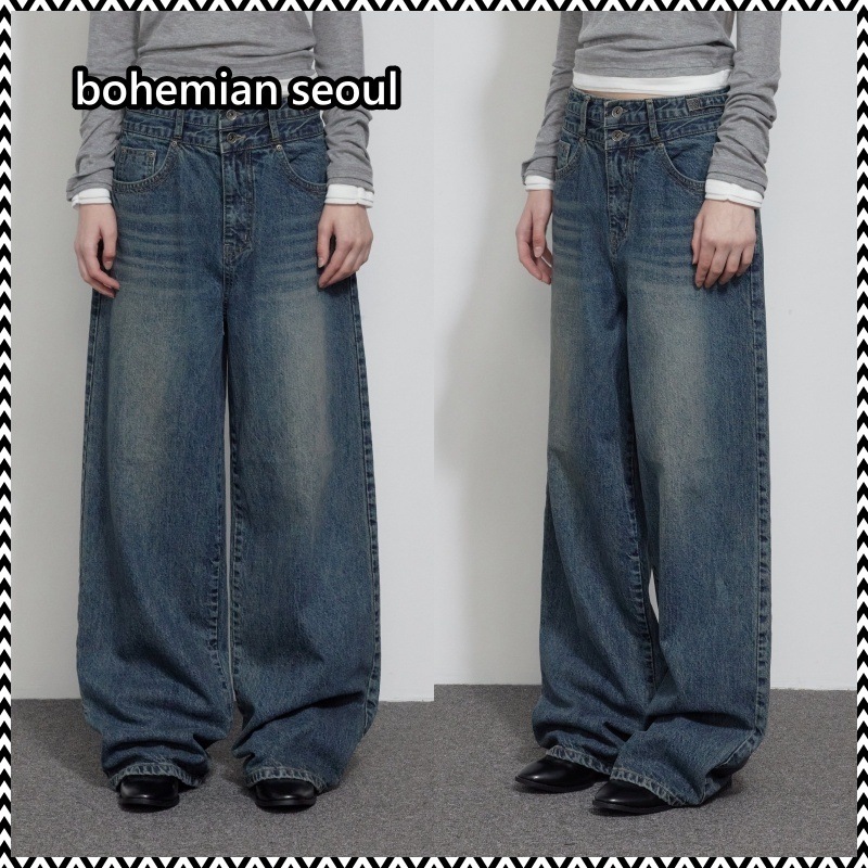 bohemian seoul DOUBLE-WAISTED WIDE JEAN
