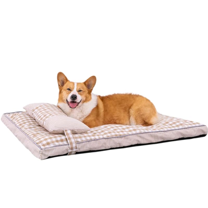 Bidason ベッド ペット クッション 猫 枕 セット チェック柄 スクエア 可愛い 綿麻風 通気 滑り止め 取り外し可能 洗える 小型 中型 キャット 犬 兼用 マット オールシーズン 5,264円