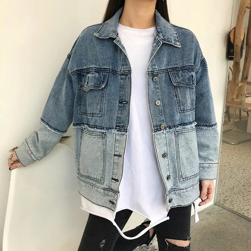 AWアウター2025作おしゃれ気質デニムジャケットコントラストカラージャケット着痩せ百掛けトップス