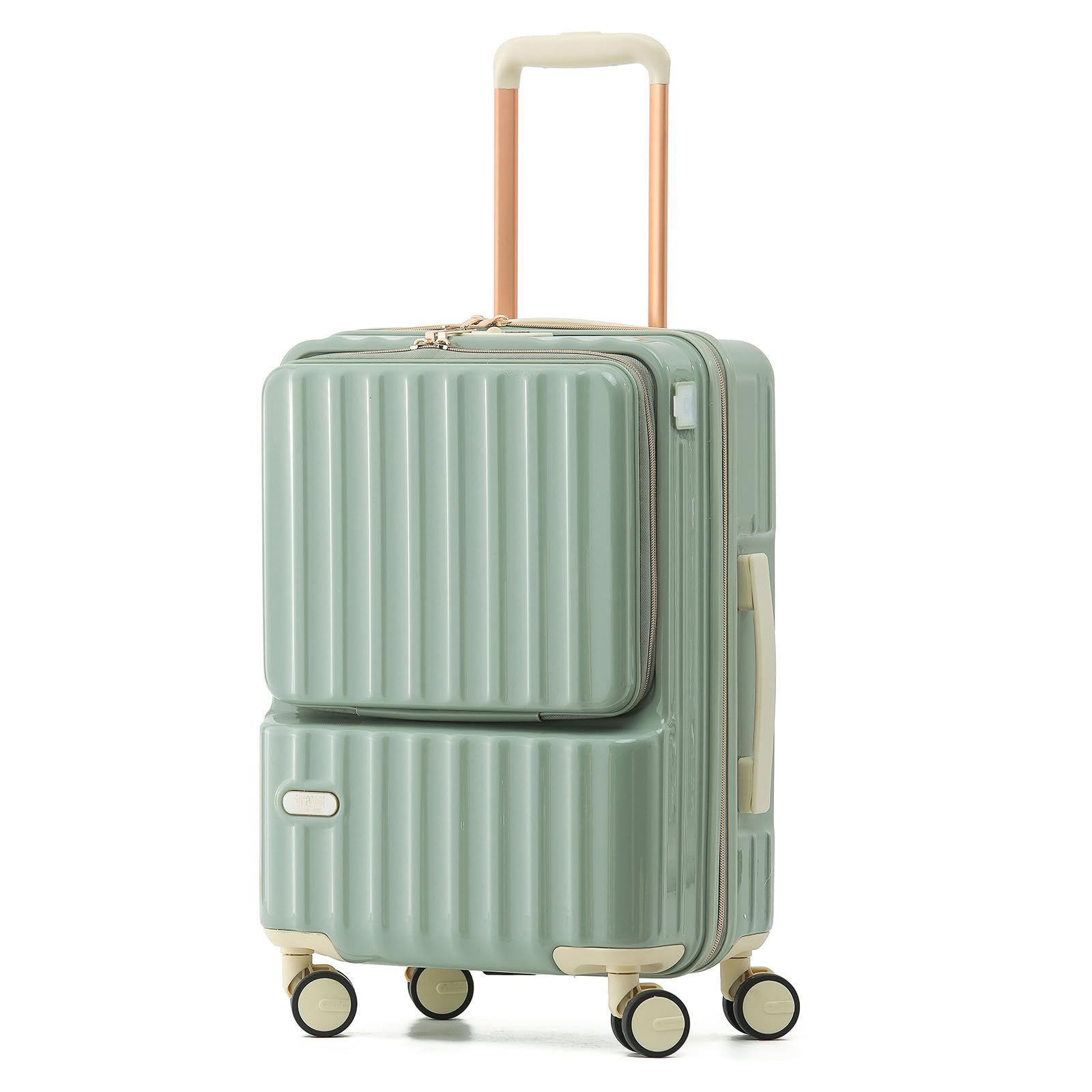 [GGQAAA] スーツケース 軽い トップオープン機能 綺麗いろ 女向き 飛行機持ち込みスーツケース 便利なスーツケース（） (Green, Sサイズ/1-3泊/37L)