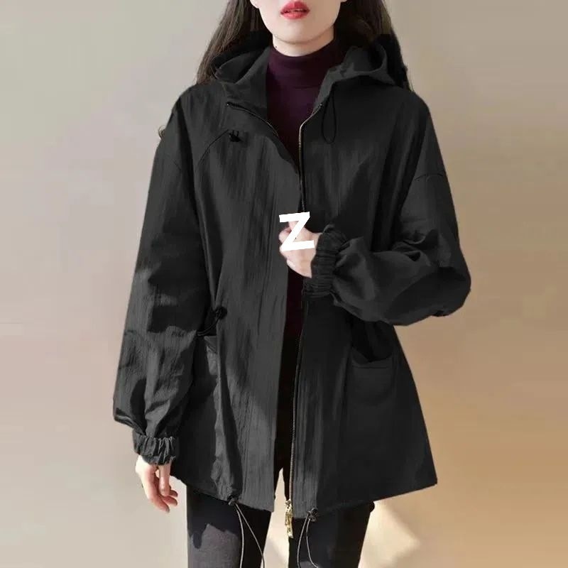 2025年オールマッチワークウェアウィンドブレーカージャケットミディアムロングスタイルSサイズ春の新スタイルカジュアルフード付きウエストジャケット 4,276円