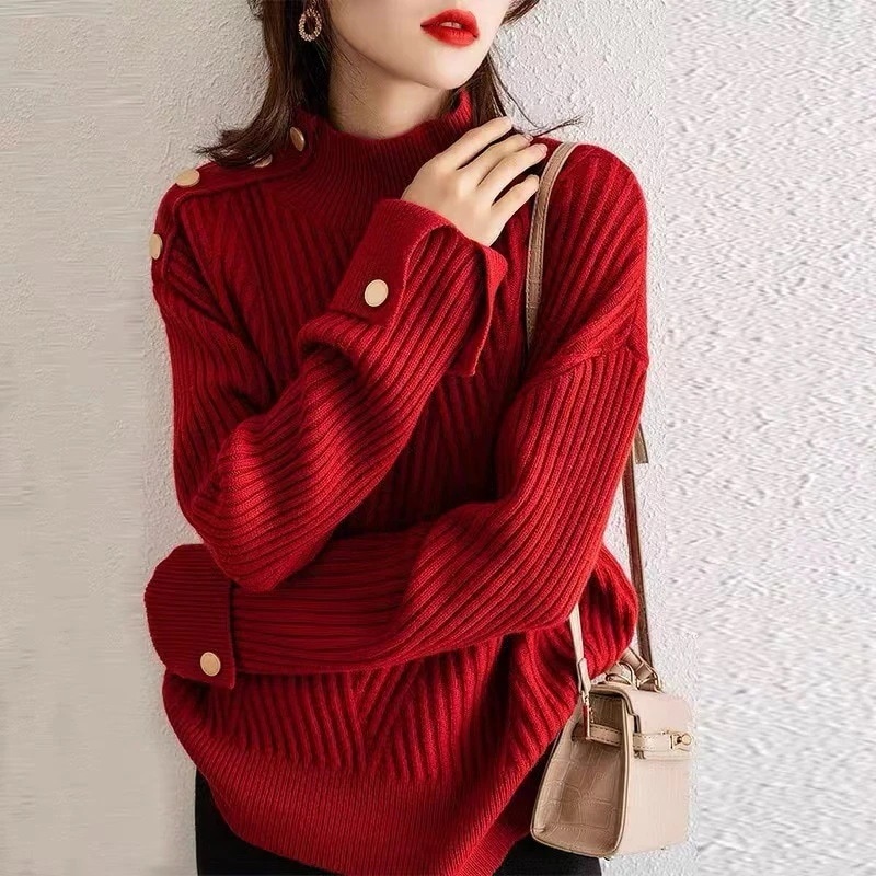 ベーシックニット ベーシックニットニットセーター レディース 秋 冬 リブニット トップス ニットソー長袖トップス セーター カットソー ニットウェア