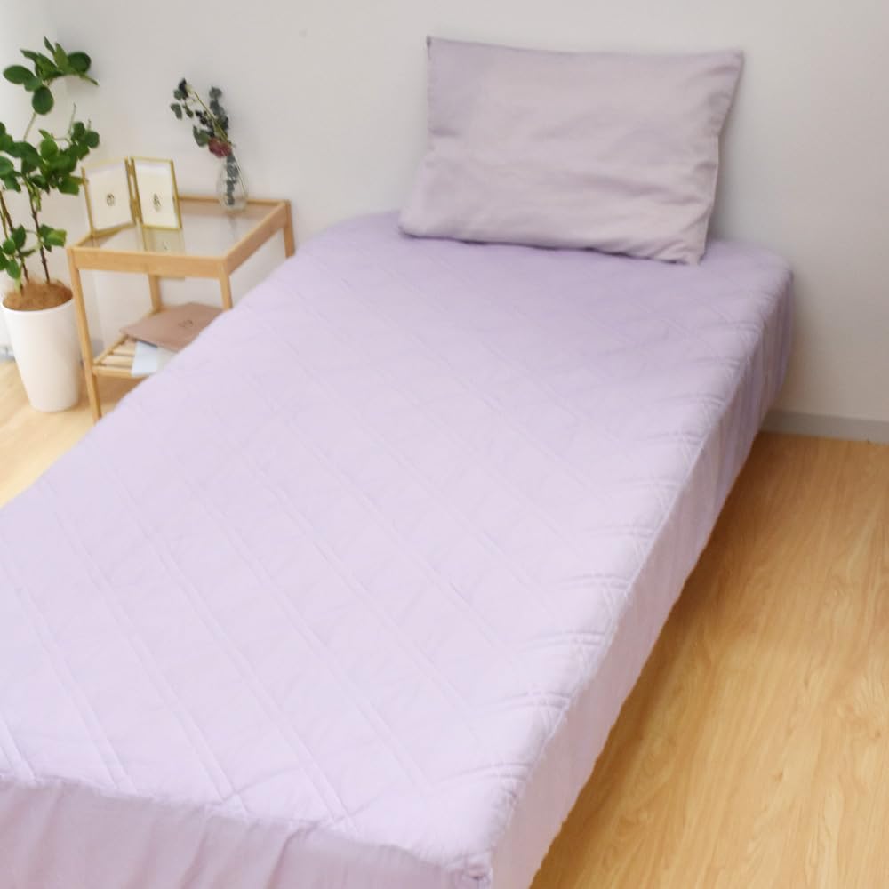 理想の生活館 ダブルガーゼ パッド一体型ボックスシーツ クイーン 160×200×25cm ラベンダー ファミリーサイズ 敷きパッド コットン 綿100% 2重ガーゼ HarvestRoom ハーベス