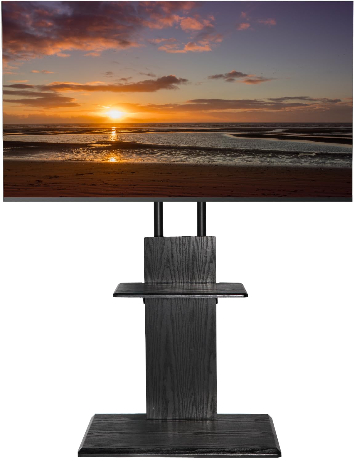 テレビ台 壁寄せタイプ テレビスタンド3265型対応 収納トレイ付き 3段階の高さ調節可能 黒木目 39248